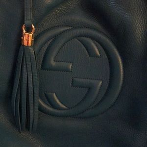 Gucci handbag—-beautiful soho medium blue calfskin bag
